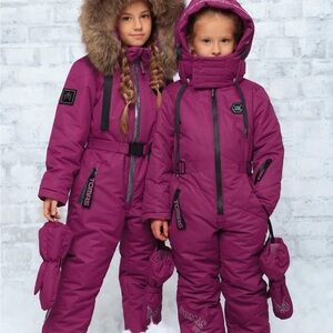 Burgundy OnePiece Kids Winter Snowsuit